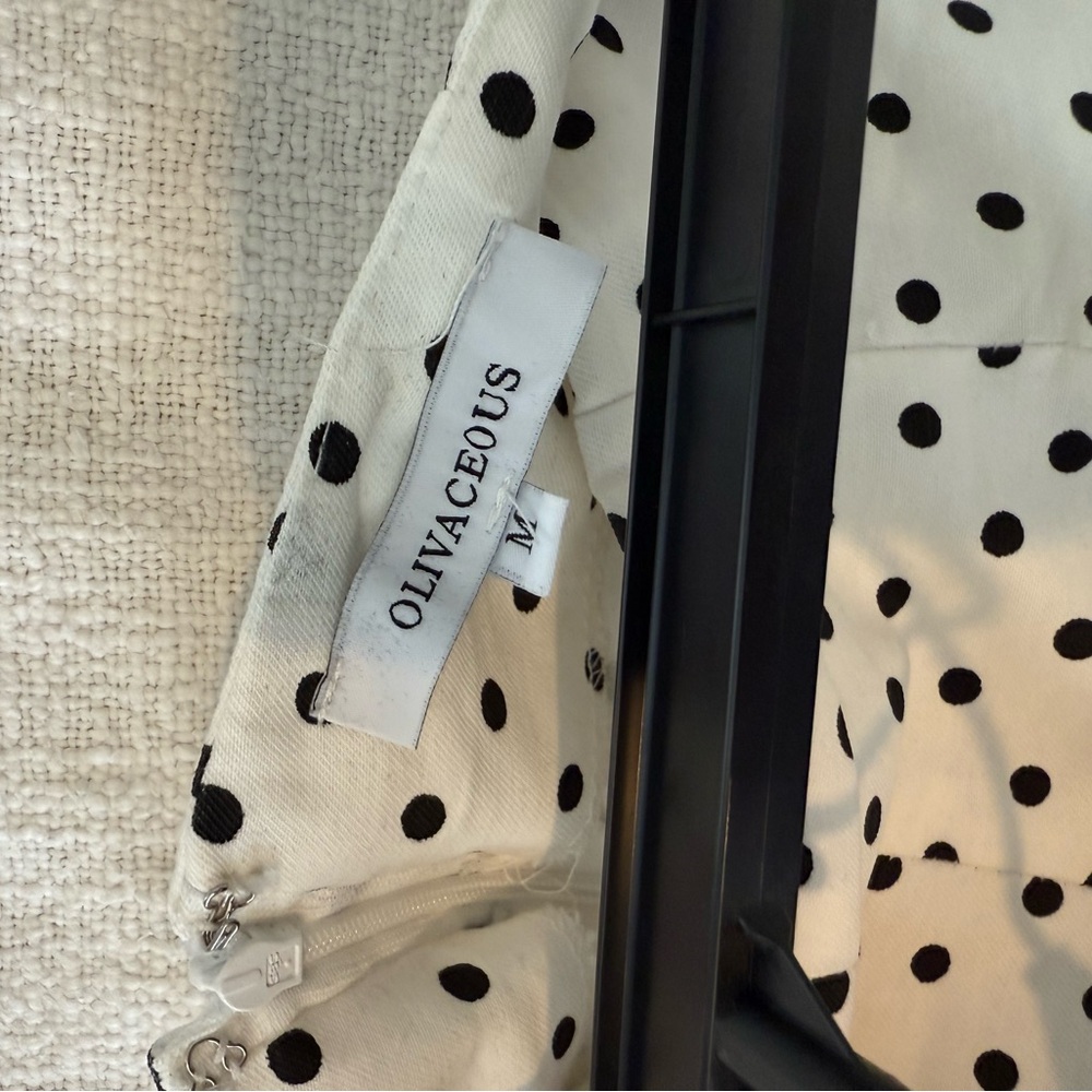 Polka Dot Two-Piece Jumpsuit Set - White with Black Dots - Picture 4 of 4